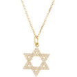 14K Gold Round Natural Diamond Accented Star of David Necklace or Pendant - Yellow Gold