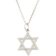 Platinum Round Natural Diamond Accented Star of David Necklace or Pendant