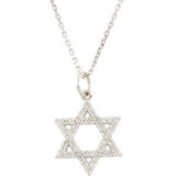 Platinum Round Natural Diamond Accented Star of David Necklace or Pendant