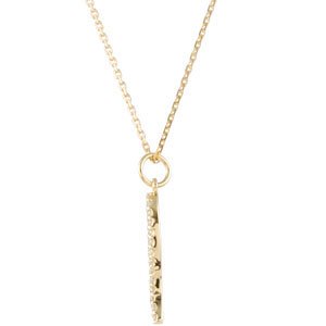 14K Gold Round Natural Diamond Angel Wing Necklace - Yellow Gold - view 2