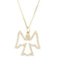 14K Gold Round Natural Diamond Angel Necklace - Yellow Gold