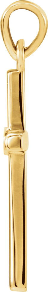 14K Gold Round Natural Diamond Cross Pendant – up to 0.01 CTW - Yellow Gold - view 2