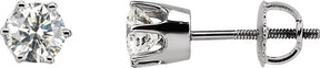 14K Gold Natural Diamond Round 6-Prong Stud Earrings II - White Gold