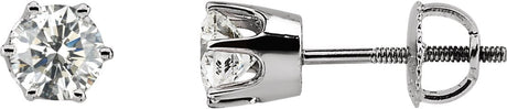 14K Gold Natural Diamond Round 6-Prong Stud Earrings II - White Gold
