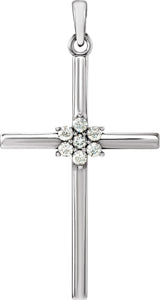 14K Gold Round Natural Diamond Cross Pendant – up to 0.06 CTW - Rose Gold - view 3