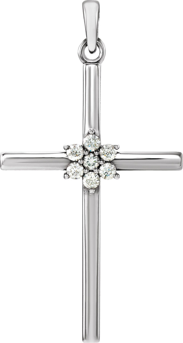 14K Gold Round Natural Diamond Cross Pendant – up to 0.06 CTW - Rose Gold - view 3