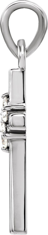14K Gold Round Natural Diamond Cross Pendant – up to 0.06 CTW - White Gold - view 2