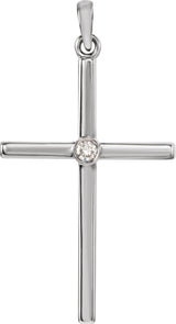 Platinum Round Natural Diamond Cross Pendant