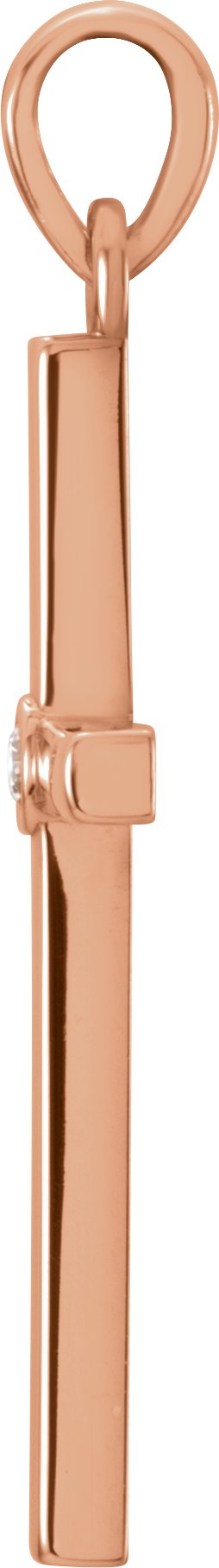 14K Gold Round Natural Diamond Cross Pendant – up to 0.01 CTW - Rose Gold - view 2