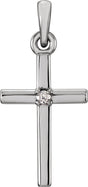 Platinum Round Natural Diamond Birthstone Cross Pendant