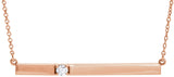 14K Gold Round Natural Diamond Engravable Accented Bar Necklace - Rose Gold