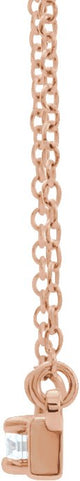 14K Gold Round Natural Diamond Engravable Accented Bar Necklace - Rose Gold - view 2