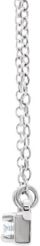 14K Gold Round Natural Diamond Engravable Accented Bar Necklace - White Gold - view 3