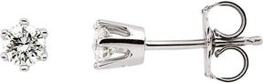 14K Gold Cubic Zirconia Round 6-Prong Stud Earrings