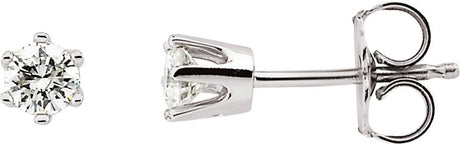 14K Gold Natural Diamond Round 6-Prong Stud Earrings – 3-6.3mm Stones - White Gold