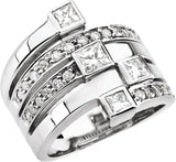 14K Gold Square Natural Diamond Accented Right Hand Ring - view 3