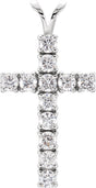 14K Gold Round Lab-Grown Diamond Accented Cross Pendant – 1 1/4 CTW - White Gold