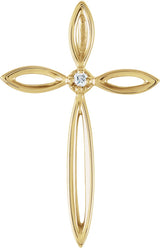 14K Gold Round Natural Diamond Solitaire Cross Pendant – 0.01 CTW - White Gold - view 3