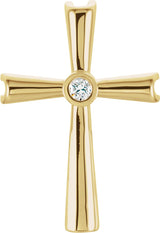 14K Gold Round Natural Diamond Solitaire Cross Pendant – 0.04 CTW - Yellow Gold