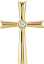 14K Gold Round Natural Diamond Solitaire Cross Pendant – 0.04 CTW - Yellow Gold