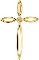 14K Gold Round Natural Diamond Solitaire Cross Pendant – 0.01 CTW - Yellow Gold