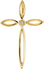14K Gold Round Natural Diamond Solitaire Cross Pendant – 0.01 CTW - Yellow Gold