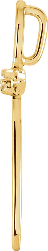 14K Gold Round Natural Diamond Solitaire Cross Pendant – 0.01 CTW - Yellow Gold - view 2