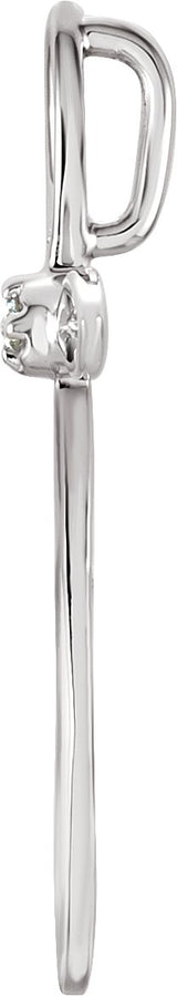14K Gold Round Natural Diamond Solitaire Cross Pendant – 0.01 CTW - White Gold - view 2