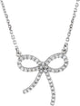 14K Gold Round Natural Diamond Bow Necklace – 1/5 CTW - White Gold