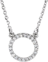 14K Gold Round Natural Diamond Circle Necklace - White Gold