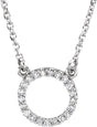 14K Gold Round Natural Diamond Circle Necklace - White Gold