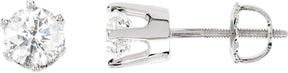 14K Gold Natural Diamond Round 6-Prong Stud Earrings – 3-6.1mm Stones - White Gold