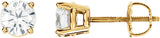 14K Gold Natural Diamond Round 4-Prong Stud Earrings – 2.8-6.3mm Stones - Yellow Gold