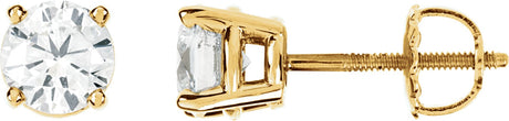 14K Gold Natural Diamond Round 4-Prong Stud Earrings – 2.8-6.3mm Stones - Yellow Gold
