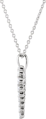 14K Gold Round Natural Diamond Accented Heart Necklace - Rose Gold - view 3