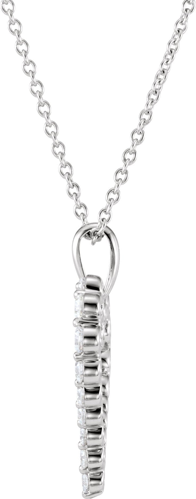 14K Gold Round Natural Diamond Accented Heart Necklace - Rose Gold - view 3