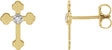 14K Gold Round Natural Diamond Cross Earrings - Two-Tone
