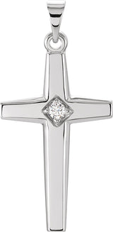 14K Gold Cross Pendant – 23x14mm - White Gold