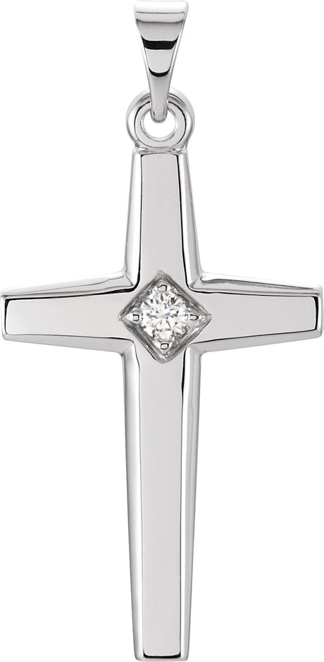 14K Gold Cross Pendant – 23x14mm - White Gold