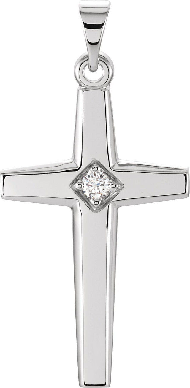 14K Gold Cross Pendant – 23x14mm - White Gold