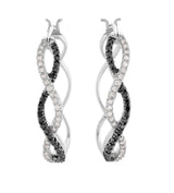 14K Gold Round Natural Diamond Criss-Cross Hoop Earrings II - view 2