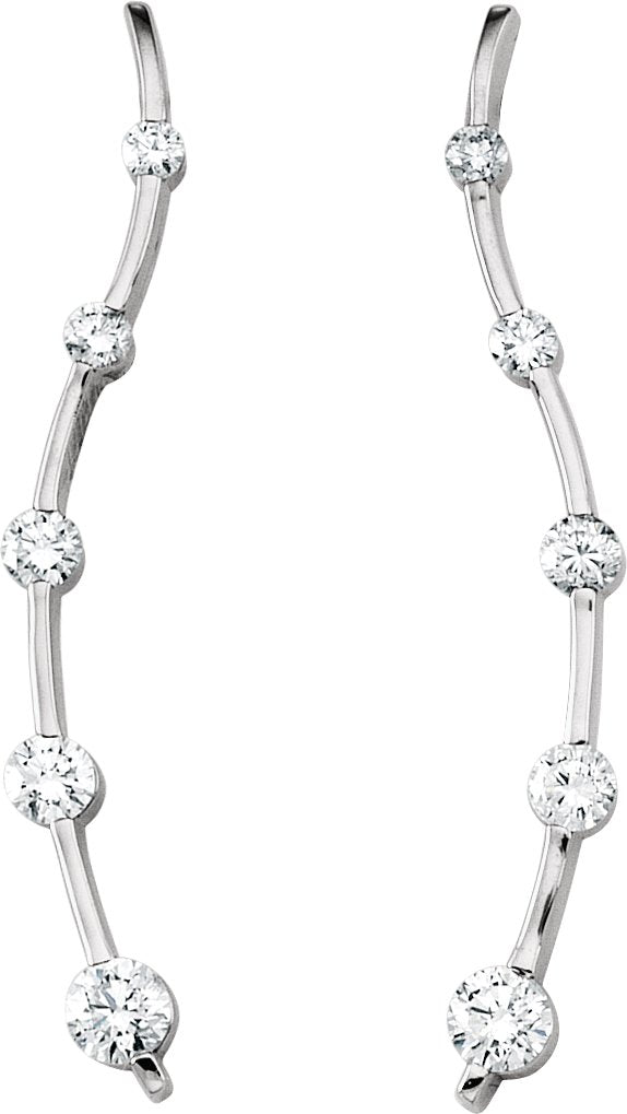 18K Gold Round Natural Diamond Accented Journey Earrings - White Gold