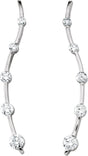 18K Gold Round Natural Diamond Accented Journey Earrings - White Gold