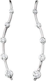 14K Gold Round Natural Diamond Accented Journey Earrings - White Gold