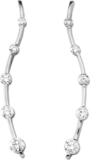 14K Gold Round Natural Diamond Accented Journey Earrings - White Gold