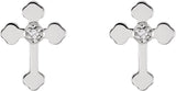 14K Gold Round Natural Diamond Cross Earrings - White Gold - view 2