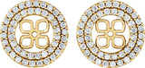 14K Gold Natural Diamond Earring Jackets for Pearl Double Halo-Style Earring Jackets for Pearl Studs - Yellow Gold - view 2
