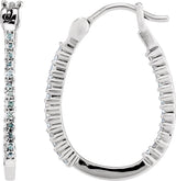 Platinum Round Natural Diamond Inside-Outside U-Hoop Earrings