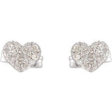 14K Gold Round Natural Diamond Cluster Heart Earrings - view 2