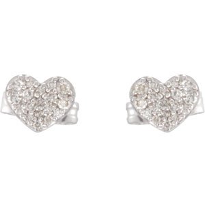 14K Gold Round Natural Diamond Cluster Heart Earrings - view 2